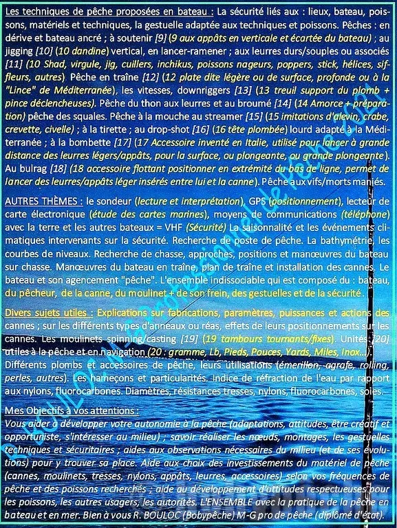 Suite infos pêche bateau avec R. BOULOC
